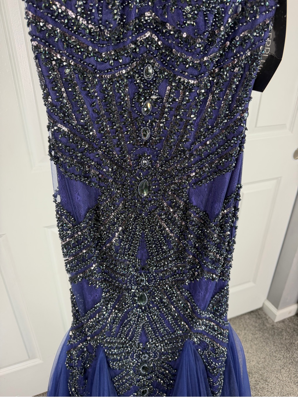 Sherri Hill 50516 Size 0 Nwt Navy Beaded Mermaid Evening Gown Formal Prom Dress — image 6 of 8